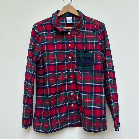 Vineyard Vines Flanel Pajama Top Medium - Picture 1 of 8